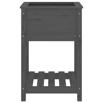 Planter with Shelf Grey 54x54x81 cm Solid Wood Pine