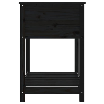 Planter with Shelf Black 82.5x54x81 cm Solid Wood Pine