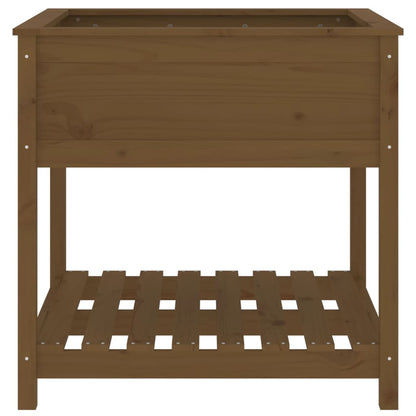 Planter with Shelf Honey Brown 82.5x82.5x81 cm Solid Wood Pine