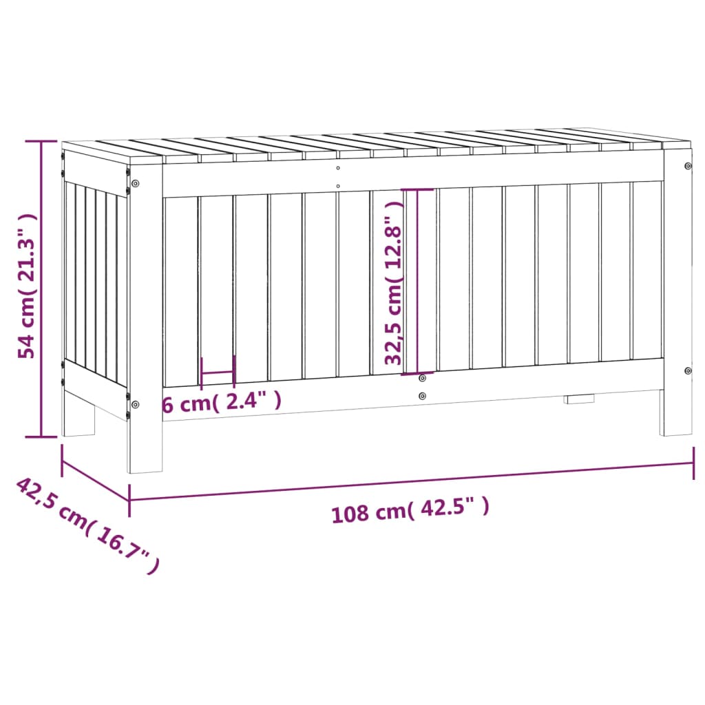 Garden Storage Box Grey 108x42.5x54 cm Solid Wood Pine