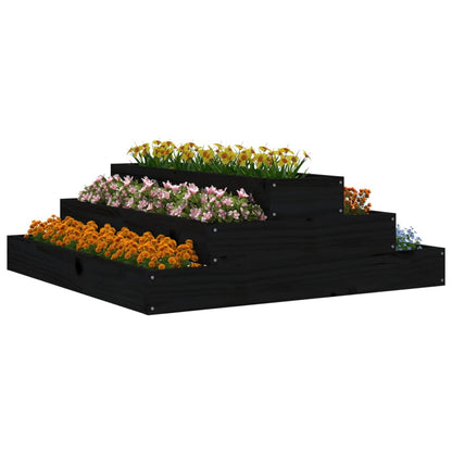 Planter Black 80x80x27 cm Solid Wood Pine