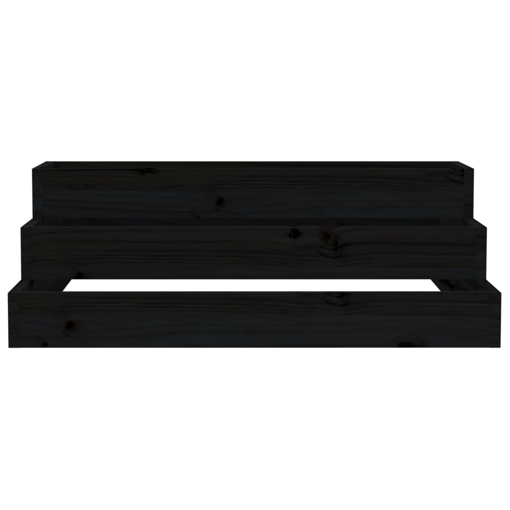 Planter Black 80x80x27 cm Solid Wood Pine