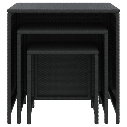 Nesting Tables 3 pcs Black Poly Rattan