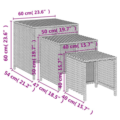 Nesting Tables 3 pcs Black Poly Rattan