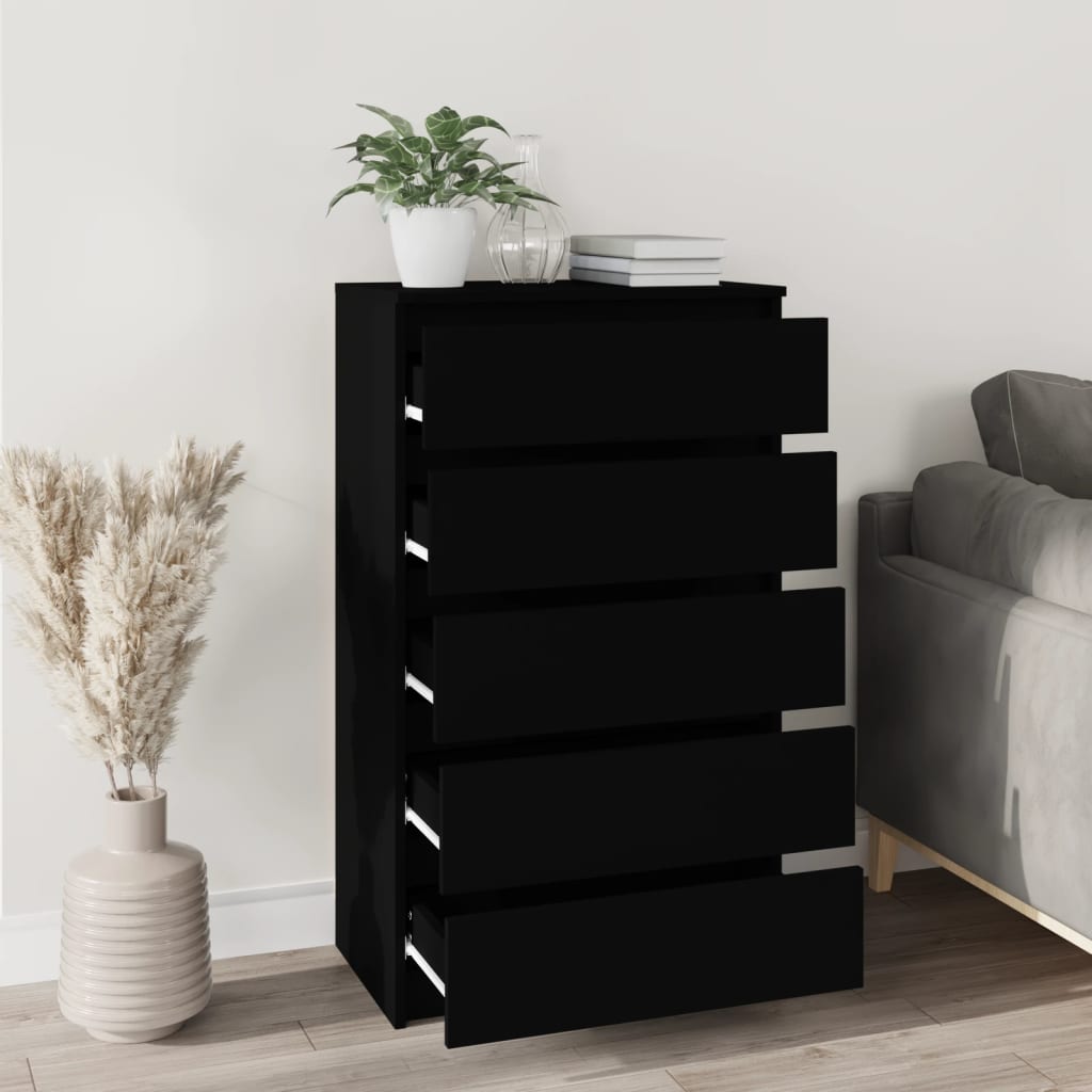 Drawer Cabinet Black 60x36x103 cm Engineered Wood