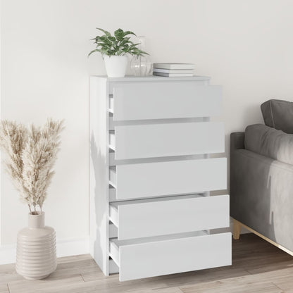 Drawer Cabinet High Gloss White 60x36x103 cm Engineered Wood