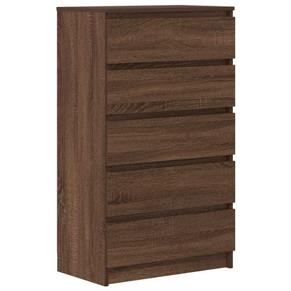 Drawer Cabinet Brown Oak 60x36x103 cm Engineered Wood