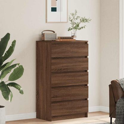 Drawer Cabinet Brown Oak 60x36x103 cm Engineered Wood