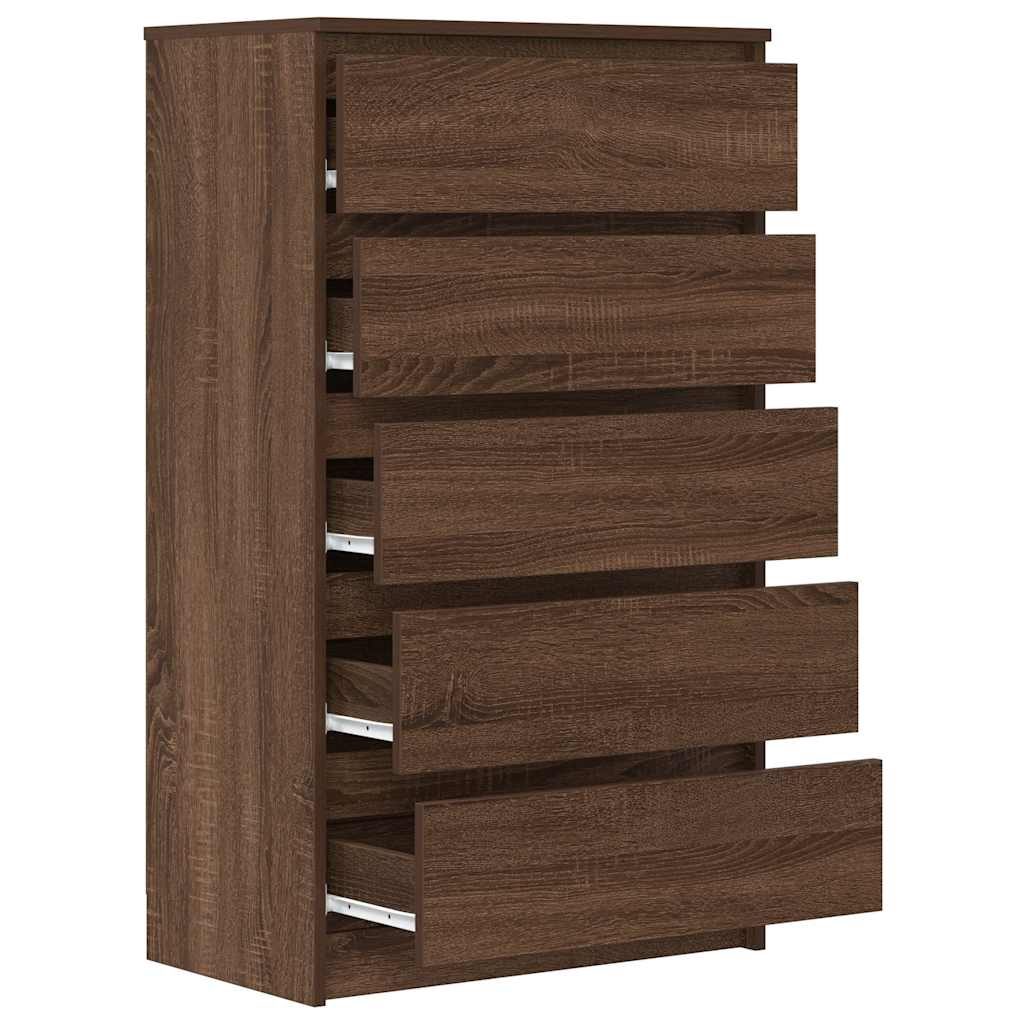 Drawer Cabinet Brown Oak 60x36x103 cm Engineered Wood