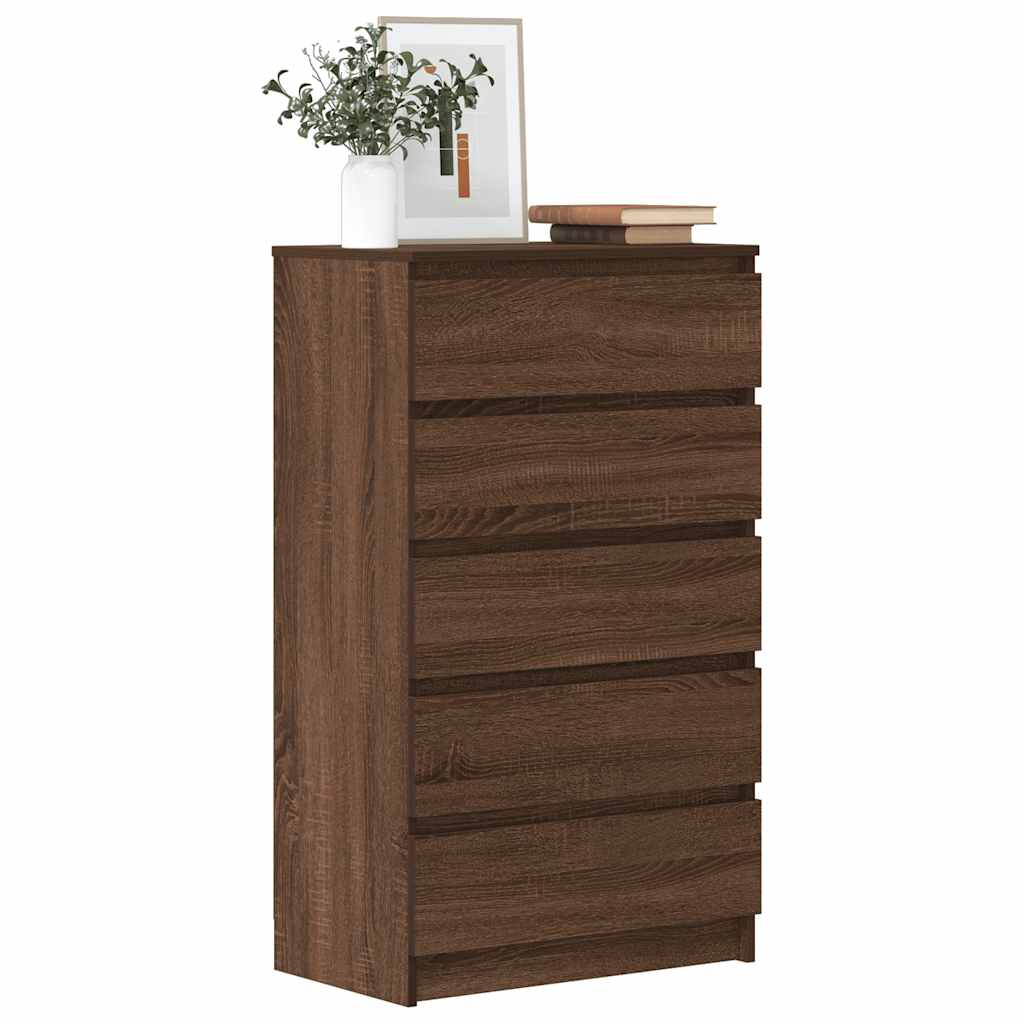 Drawer Cabinet Brown Oak 60x36x103 cm Engineered Wood