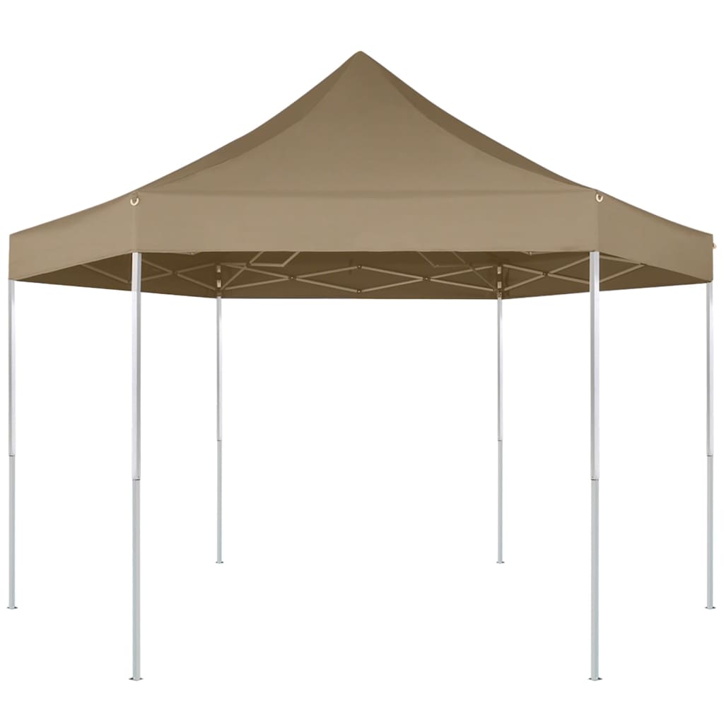 Hexagonal Pop-Up Foldable Marquee 3.6x3.1 m Taupe 220g/m²