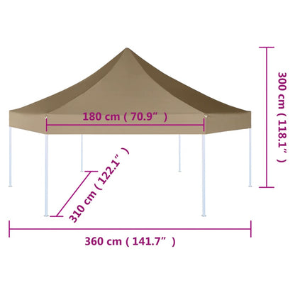 Hexagonal Pop-Up Foldable Marquee 3.6x3.1 m Taupe 220g/m²