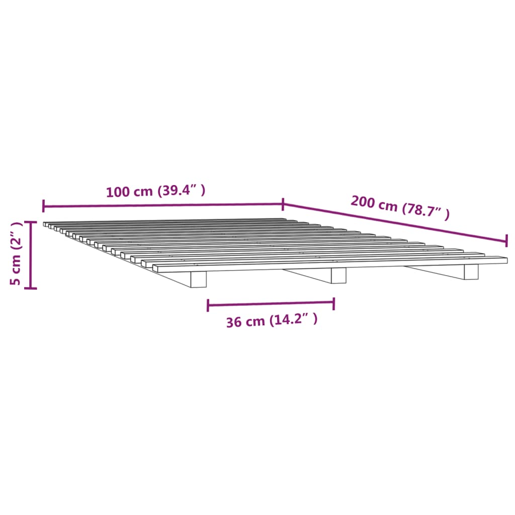 Bed Frame without Mattress 100x200 cm Solid Wood Pine