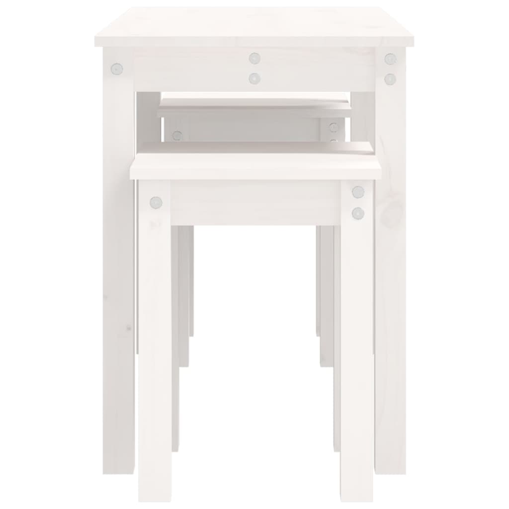 Nesting Tables 3 pcs White Solid Wood Pine