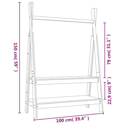 Clothes Rack White 100x45.5x150 cm Solid Wood Pine