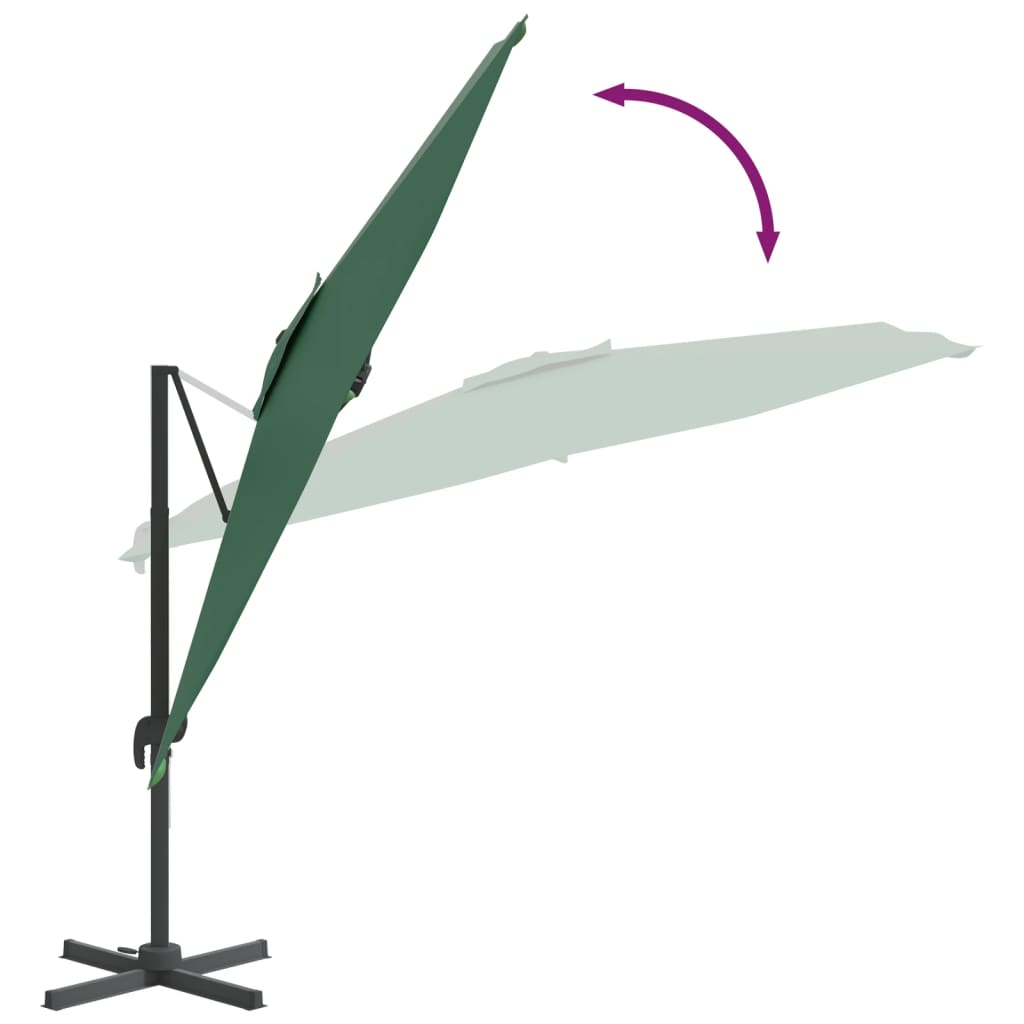 Cantilever Garden Parasol with Aluminium Pole Green 400x300 cm