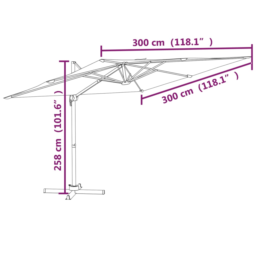 Cantilever Garden Parasol with Aluminium Pole Black 300x300 cm