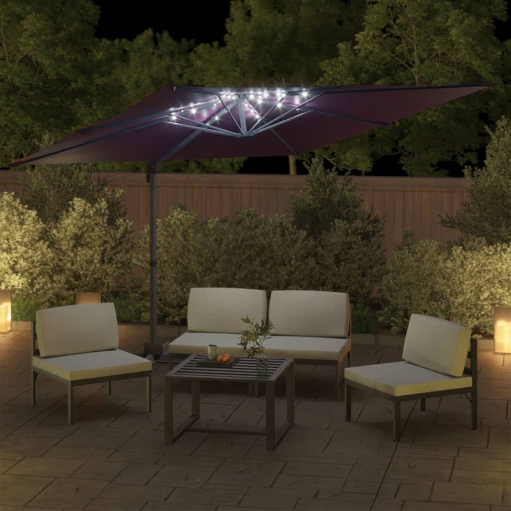 LED Cantilever Garden Parasol Bordeaux Red 400x300 cm