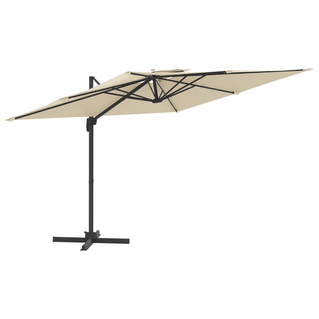 Double Top Cantilever Garden Parasol Sand White 300x300 cm