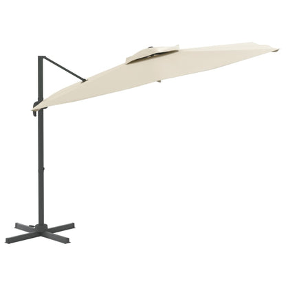 Double Top Cantilever Garden Parasol Sand White 300x300 cm