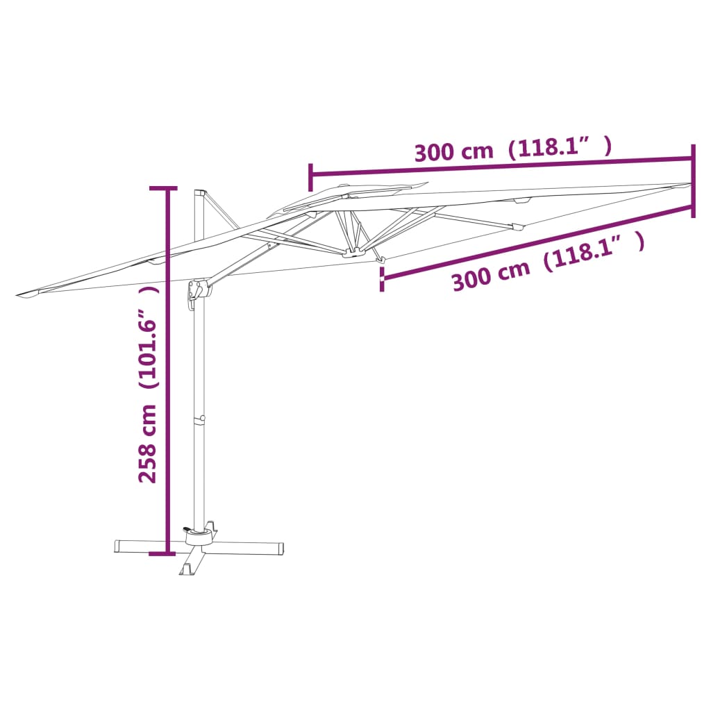 Double Top Cantilever Garden Parasol Sand White 300x300 cm