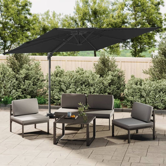 Double Top Cantilever Garden Parasol Black 400x300 cm