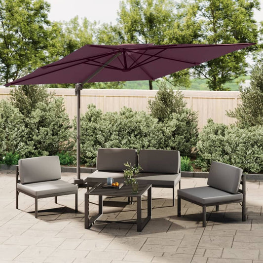 Double Top Cantilever Garden Parasol Bordeaux Red 400x300 cm