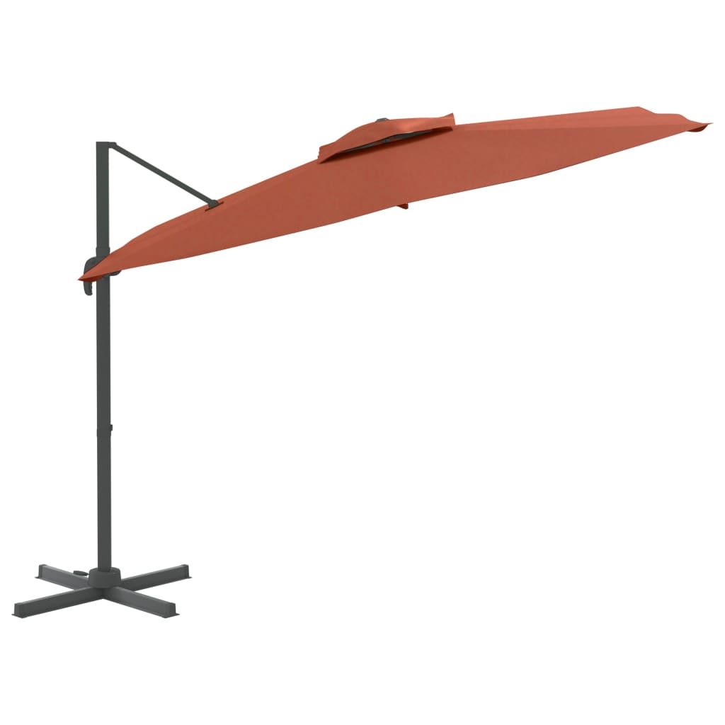 Double Top Cantilever Garden Parasol Terracotta 400x300 cm