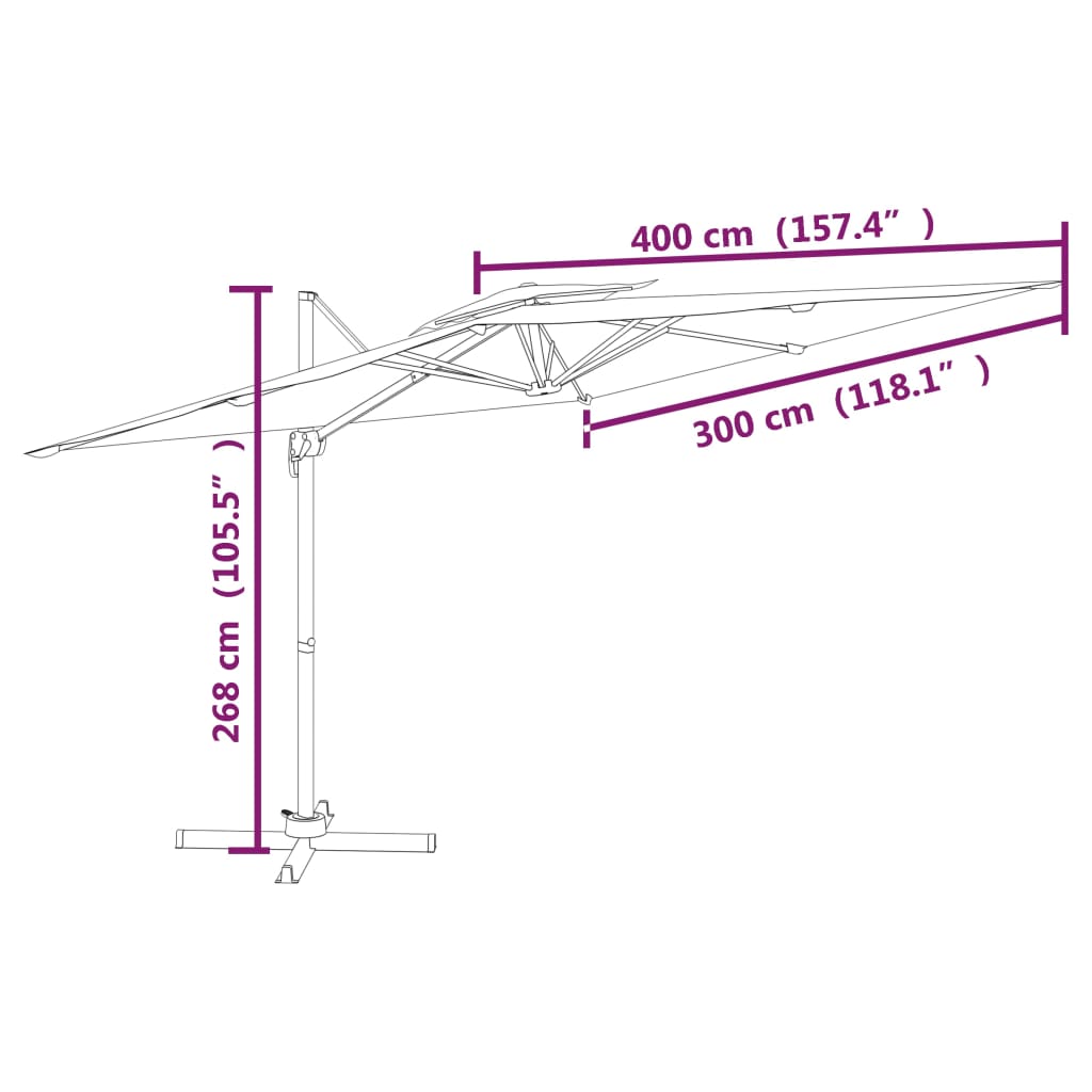 Double Top Cantilever Garden Parasol Terracotta 400x300 cm