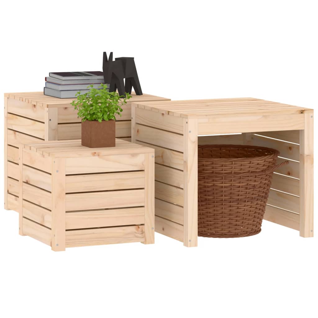 3 Piece Garden Box Set Solid Wood Pine