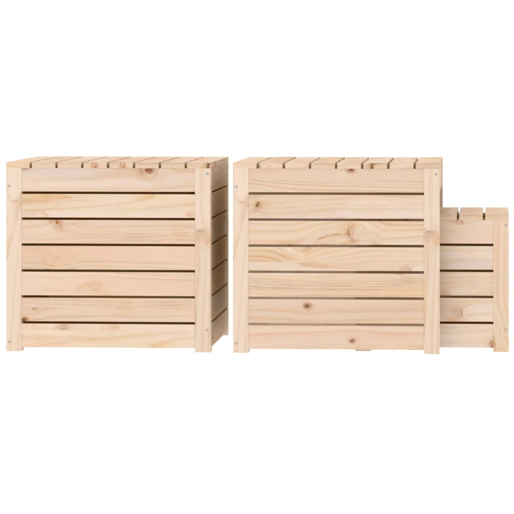 3 Piece Garden Box Set Solid Wood Pine