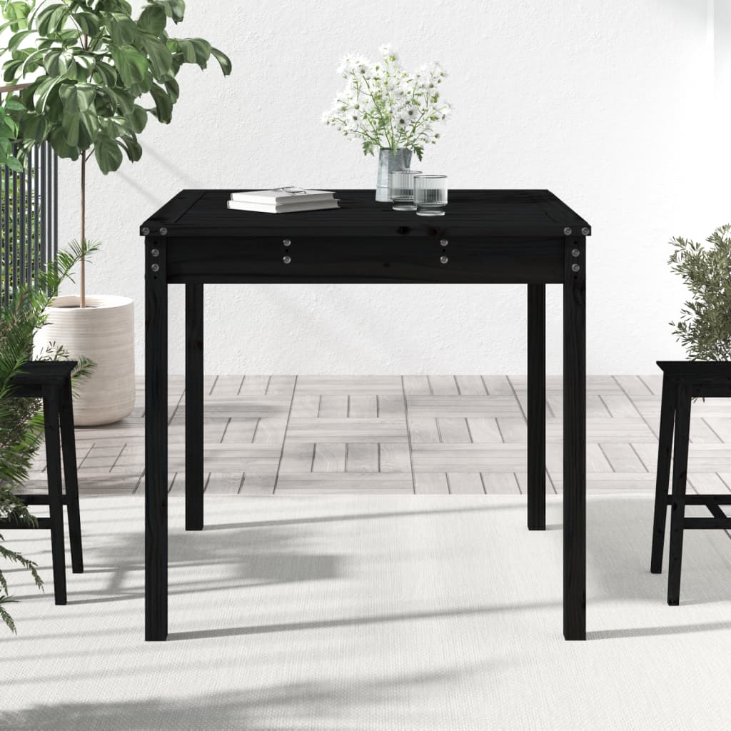 Garden Table Black 82.5x82.5x76 cm Solid Wood Pine