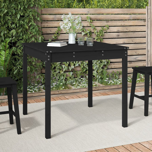 Garden Table Black 82.5x82.5x76 cm Solid Wood Pine