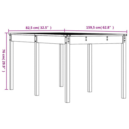 Garden Table Honey Brown 159.5x82.5x76 cm Solid Wood Pine