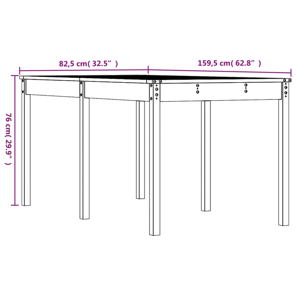 Garden Table 159.5x82.5x76 cm Solid Wood Douglas