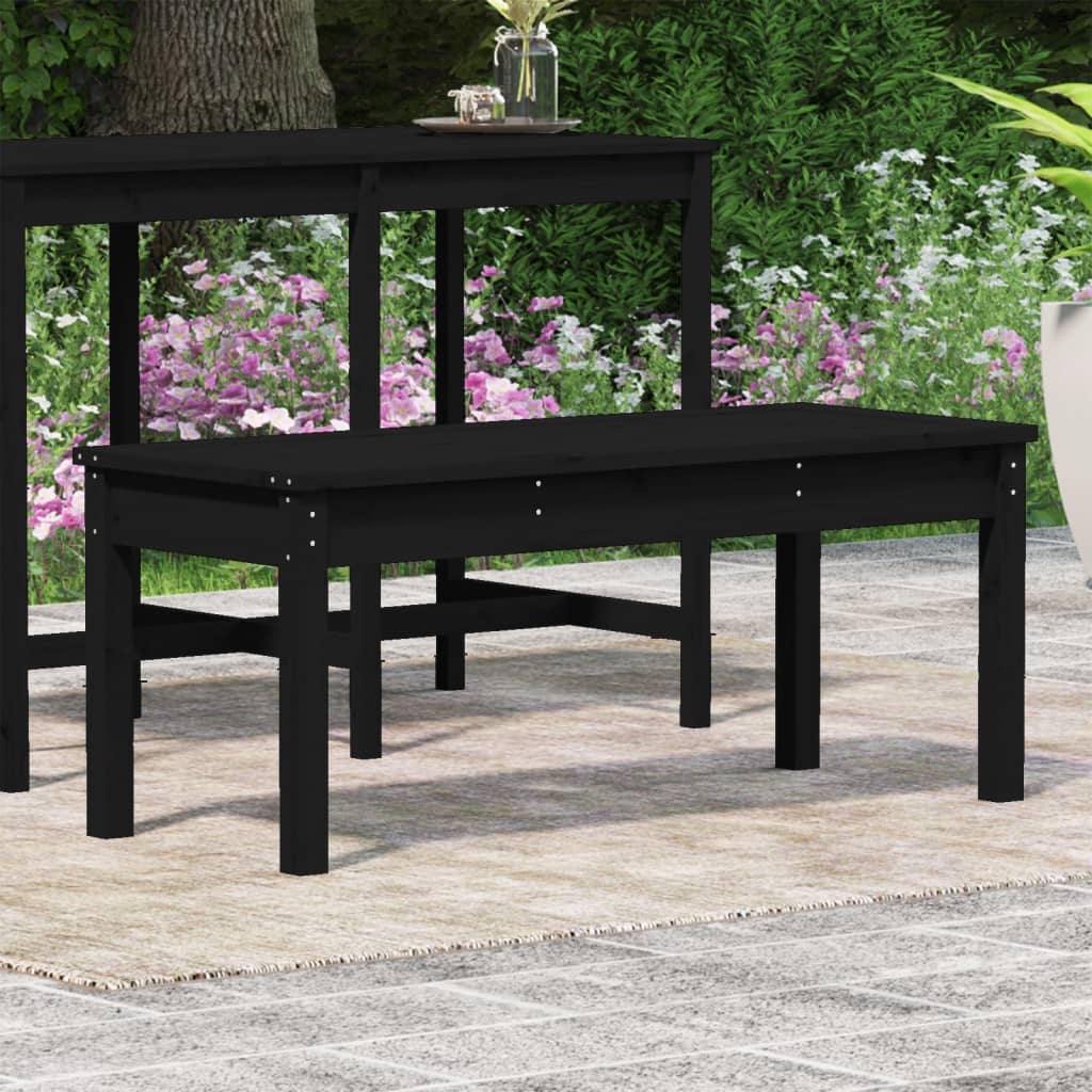 Garden Bench Black 109x44x45 cm Solid Wood Pine