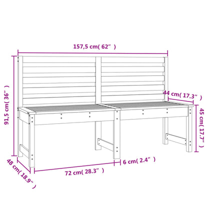 Garden Bench Grey 157.5 cm Solid Wood Pine