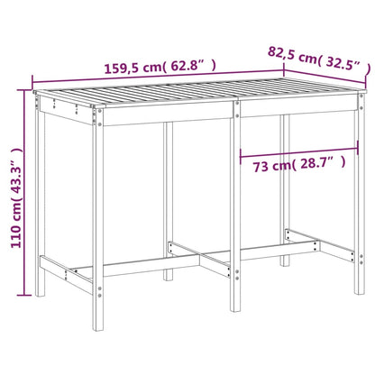 Garden Table Honey Brown 159.5x82.5x110 cm Solid Wood Pine