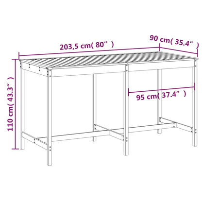 Garden Table Grey 203.5x90x110 cm Solid Wood Pine