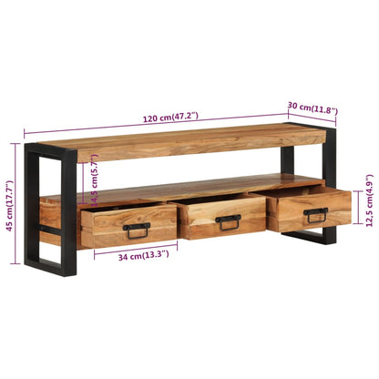 TV Cabinet 120x30x45 cm Solid Wood Acacia