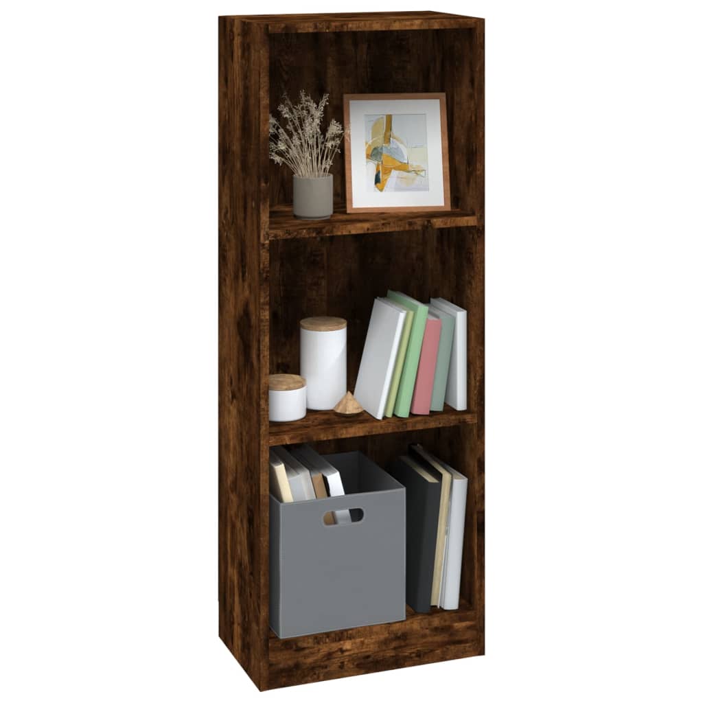 3-Tier Book Cabinet Smoked Oak 40x24x109 cm Engineered Wood