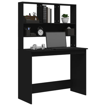 Desk with Shelves Black 102x45x148 cm Engineered Wood