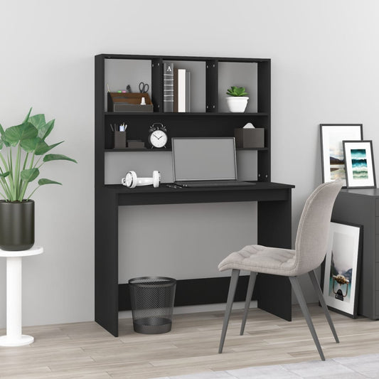 Desk with Shelves Black 102x45x148 cm Engineered Wood