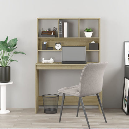 Desk with Shelves Sonoma Oak 102x45x148 cm Engineered Wood