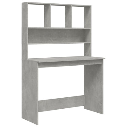 Desk with Shelves Concrete Grey 102x45x148 cm Engineered Wood