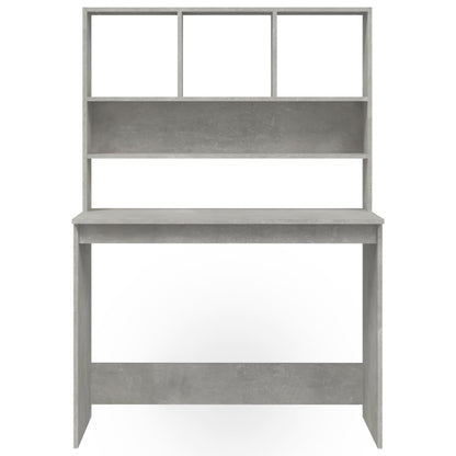 Desk with Shelves Concrete Grey 102x45x148 cm Engineered Wood