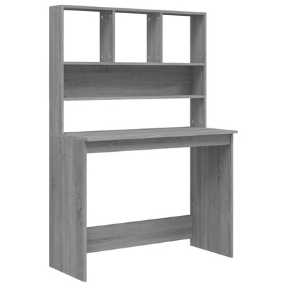 Desk with Shelves Grey Sonoma 102x45x148 cm Engineered Wood