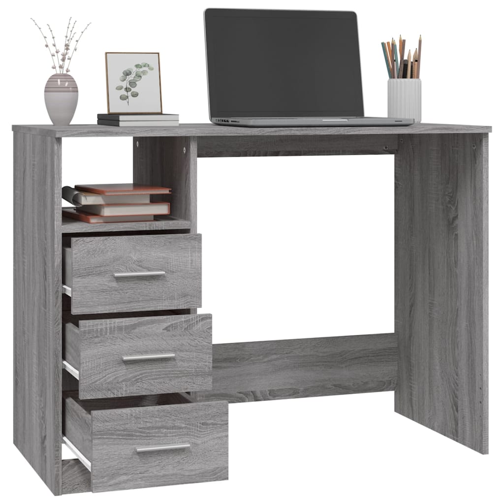 Desk with Drawers Grey Sonoma 102x50x76 cm Engineered Wood