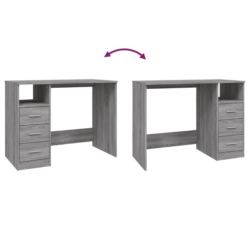 Desk with Drawers Grey Sonoma 102x50x76 cm Engineered Wood