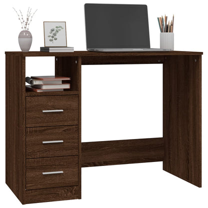 Desk with Drawers Brown Oak 102x50x76 cm Engineered Wood